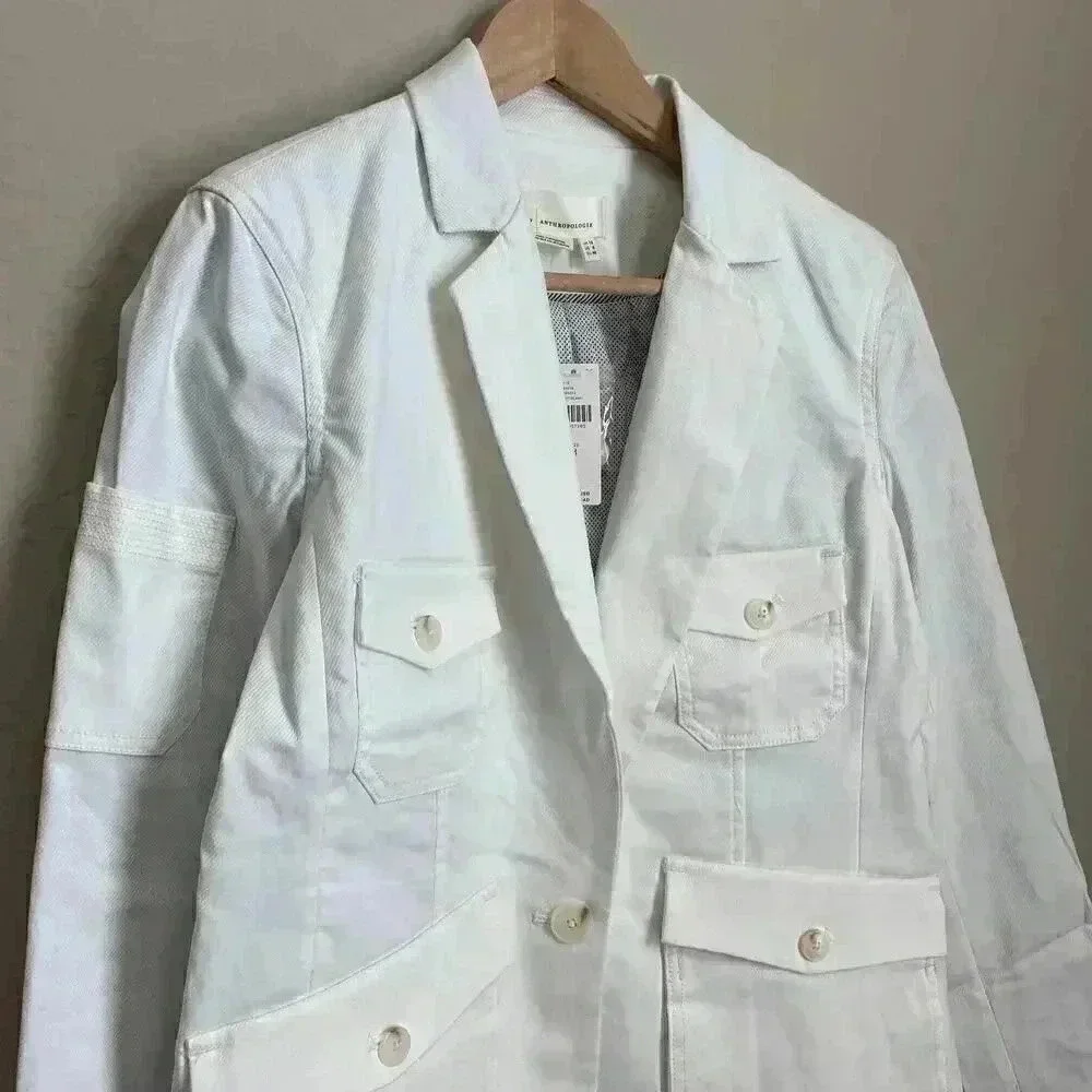 Anthropologie Neve Utility Jacket White Size 8‎